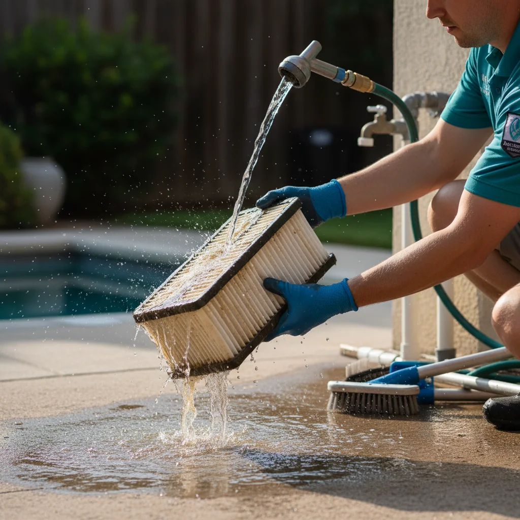 Diagram illustrating key hot tub maintenance steps