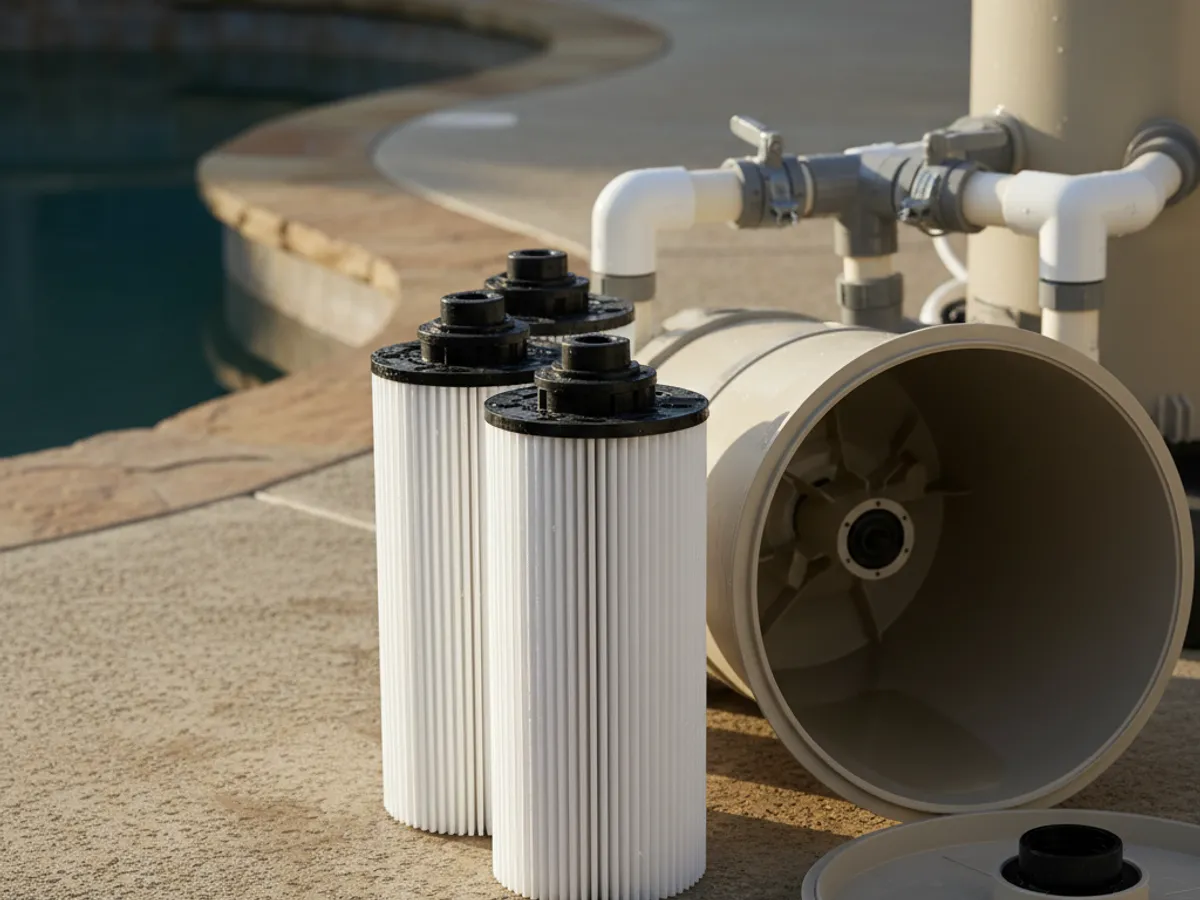 Filter Service detail work by a San Diego County pool technician