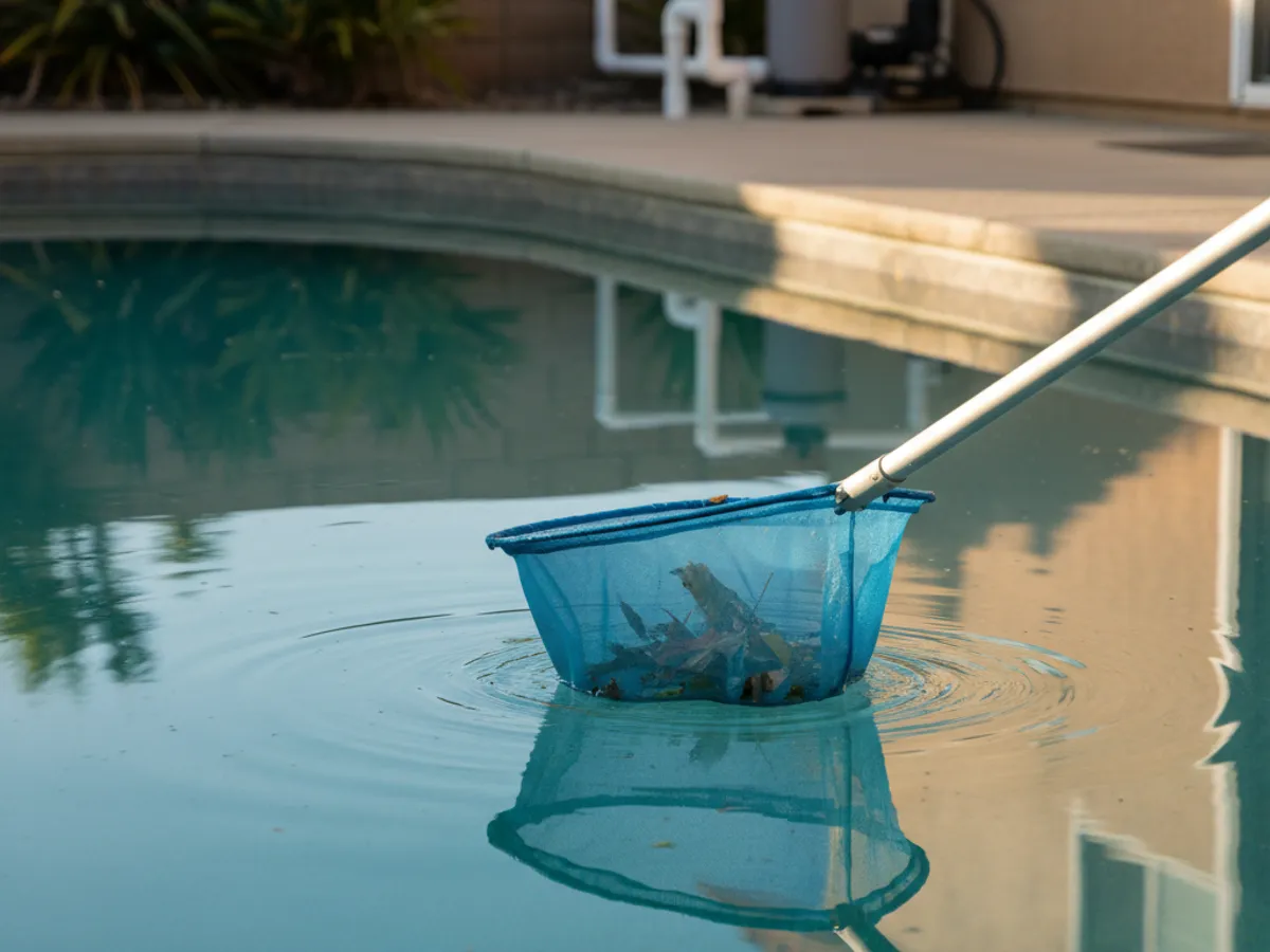 Weekly Cleaning detail work by a San Diego County pool technician